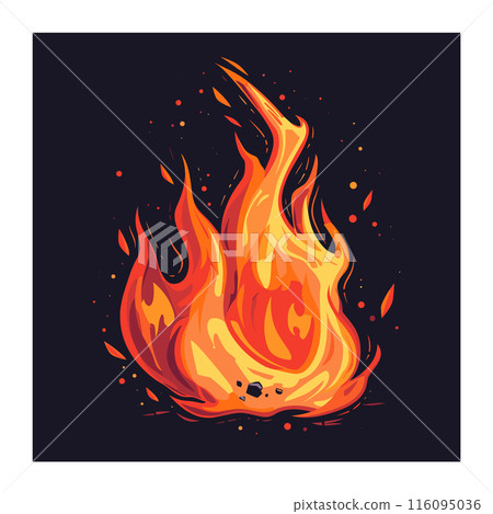 Bright orange fire flames illustrated against dark background, vibrant blaze graphic design. Intense fiery illustration showing dynamic powerful flame drawing, warm color scheme. Abstract fire Bright orange fire flames illustrated against dark background, vibrant blaze graphic design. Intense fiery illustration showing dynamic powerful flame drawing, warm color scheme. Abstract fire 116095036