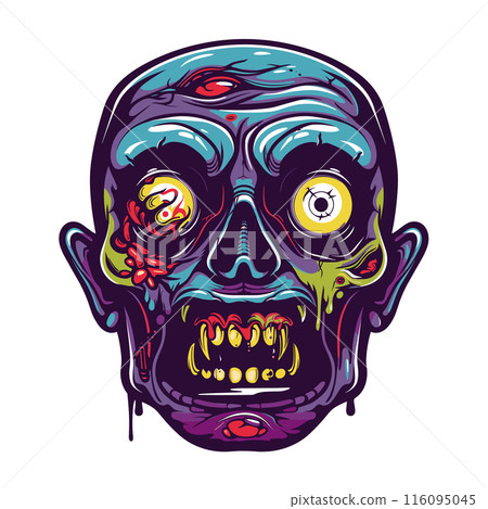 Colorful skull illustration vibrant colors horror theme. Cartoonish skull vibrant color scheme melting details funky style. Artistic drawing exaggerated features colorful artwork graphic Colorful skull illustration vibrant colors horror theme. Cartoonish skull vibrant color scheme melting details funky style. Artistic drawing exaggerated features colorful artwork graphic 116095045
