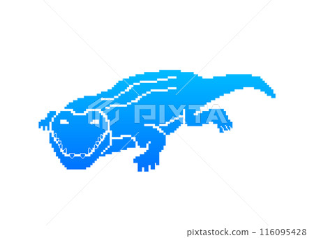 Crocodile silhouette_pixel art (blue) Crocodile silhouette_pixel art (blue) 116095428