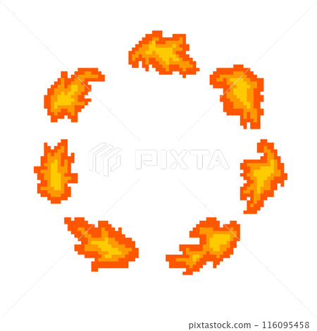 Flame frame (orange)_pixel art 116095458