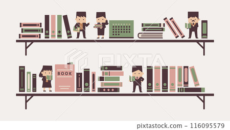 Deformed business person illustration, relearning, learning, skill improvement, 1:1.191, dull color 116095579