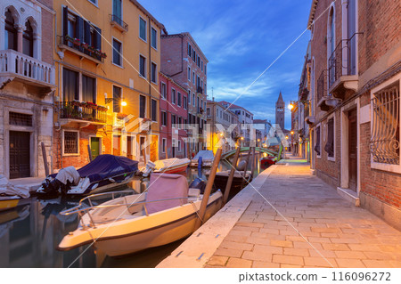 Typical Venetian canal in Venice, Italy 116096272