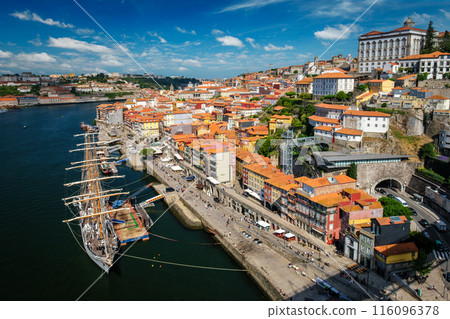 Aerial view of Porto city, Portugal, on sunset 116096378