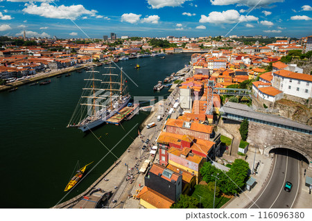 Aerial view of Porto city, Portugal, on sunset 116096380