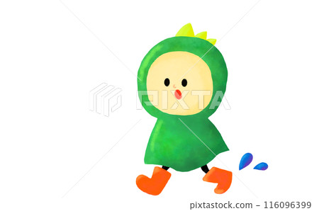 Illustration of a boy wearing a raincoat Illustration of a boy wearing a raincoat 116096399