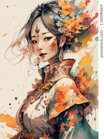 穿著美麗東方服裝的女人的 AI 圖像 116096669