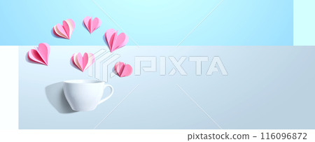 Coffee cup with paper craft hearts 116096872