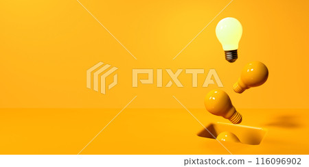 One out unique idea light bulb with a hole on the floor - 3D 116096902