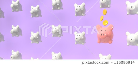 Piggy bank pattern - Financial theme - 3D 116096914