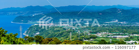 Panorama of Azuma Farm Village with Fresh Greenery [Unzen City, Nagasaki Prefecture] 116097177
