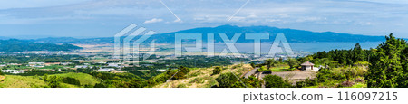 Panorama of Azuma Farm Village with Fresh Greenery [Unzen City, Nagasaki Prefecture] 116097215