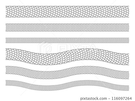 Seamless snake scale pattern straight and curved lines - lines only Seamless snake scale pattern straight and curved lines - lines only 116097264