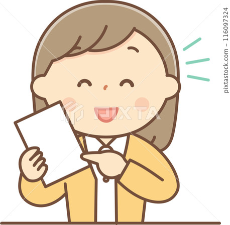 一名婦女拿著文件並解釋 116097324