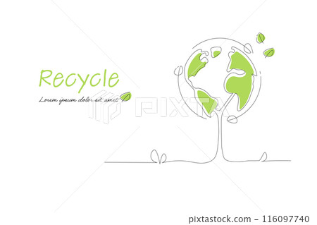 Recycle concept. Sustainable of Green ecology and environment concept. Line art style vector illustration. 116097740