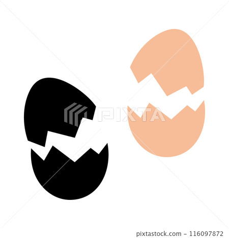 Silhouette and colorful Eggs shell with crack Isolated on transparent background. Set of 2 elements Silhouette and colorful Eggs shell with crack Isolated on transparent background. Set of 2 elements 116097872