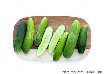 Fresh cucumbers on white background. Fresh cucumbers on white background. 116097884