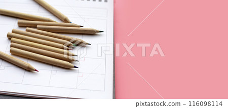 Calendar with pencils. Planning concept Calendar with pencils. Planning concept 116098114