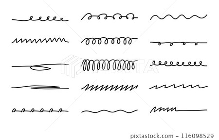 Marker scribble elements collection. Hand drawn strokes, underlines vector illustration 116098529