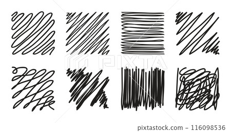 Sketch texture scribble collection. Hand drawn line pen hatching, doodle chalk sketchy clip art, freehand scribble line texture. 116098536