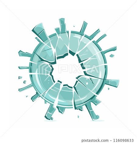 Stylized turquoise shattered virus illustration representing breakage destruction. Cracked virus symbol concept health victory, medical breakthrough. Abstract broken pathogen graphic scientific Stylized turquoise shattered virus illustration representing breakage destruction. Cracked virus symbol concept health victory, medical breakthrough. Abstract broken pathogen graphic scientific 116098633