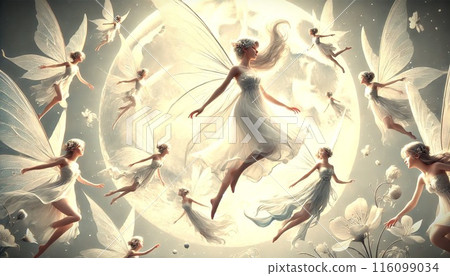 Fairies flying in the moonlight Fairies flying in the moonlight 116099034