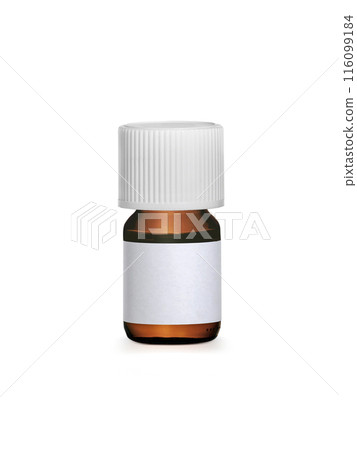 Brown medicine bottle with label. transparent background 116099184