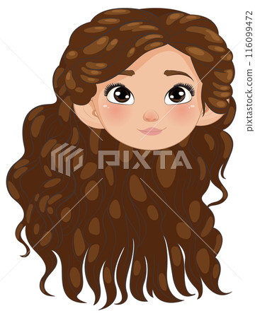 Curly-Haired Girl Vector Illustration 116099472