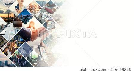 Collage of various business scenes - Horizontal visuals for banners and advertisements Collage of various business scenes - Horizontal visuals for banners and advertisements 116099898