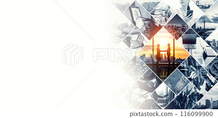 各種商業場景的拼貼橫幅和廣告的水平視覺效果 116099900