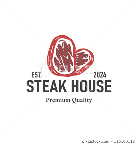 Vintage barbecue grill illustration template fresh meat logo design Vintage barbecue grill illustration template fresh meat logo design 116100118