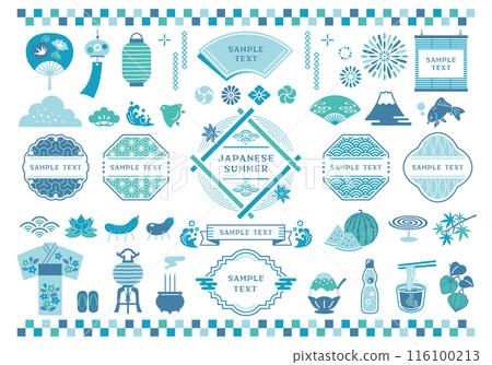 日本夏季和日式框架插圖集 日本夏季和日式框架插圖集 116100213
