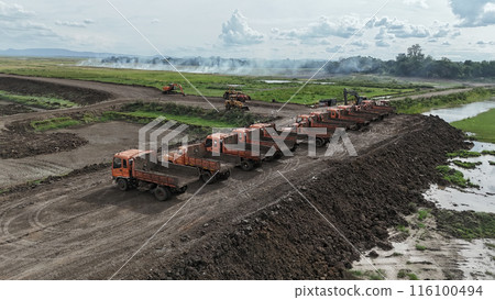 Backhoe, Blue, Bucket, Building - Activity, Bulldozer 116100494