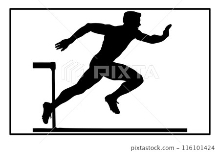 Hurdler silhouette. Hurdler Silhouette on white background Hurdler silhouette. Hurdler Silhouette on white background 116101424