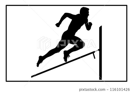 Hurdler silhouette. Hurdler Silhouette on white background Hurdler silhouette. Hurdler Silhouette on white background 116101426