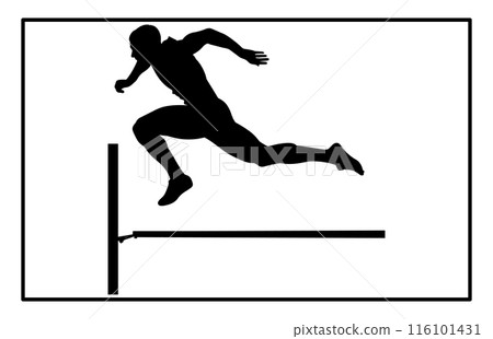 Hurdler silhouette. Hurdler Silhouette on white background Hurdler silhouette. Hurdler Silhouette on white background 116101431
