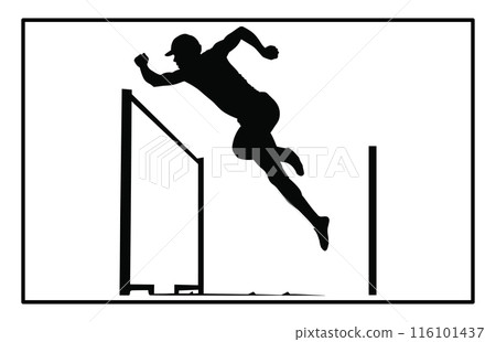 Hurdler silhouette. Hurdler Silhouette on white background Hurdler silhouette. Hurdler Silhouette on white background 116101437