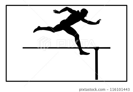 Hurdler silhouette. Hurdler Silhouette on white background Hurdler silhouette. Hurdler Silhouette on white background 116101443