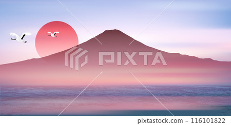 富士山日出新年卡片背景 116101822