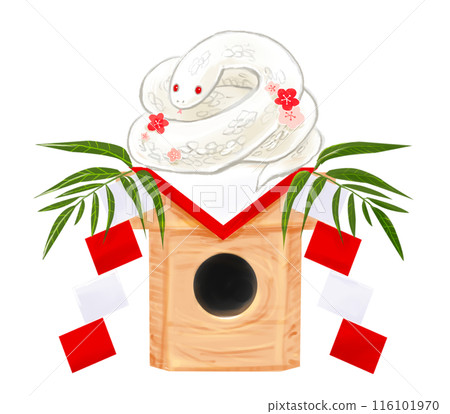 Kagami-mochi-style New Year's decorations for the Year of the Snake New Year's card material Kagami-mochi-style New Year's decorations for the Year of the Snake New Year's card material 116101970