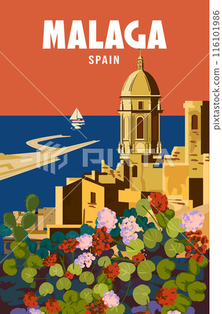 Malaga Spain travel poster Malaga Spain travel poster 116101986