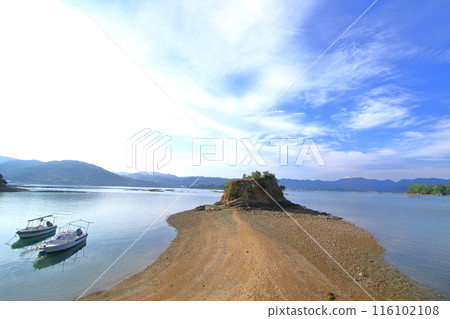 Mont Saint-Michel on Oshiba Island, connected to the mainland by the ebb tide 116102108