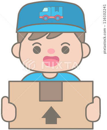 Cute delivery elements in Children Style Cartoon illustration delivery man 116102241