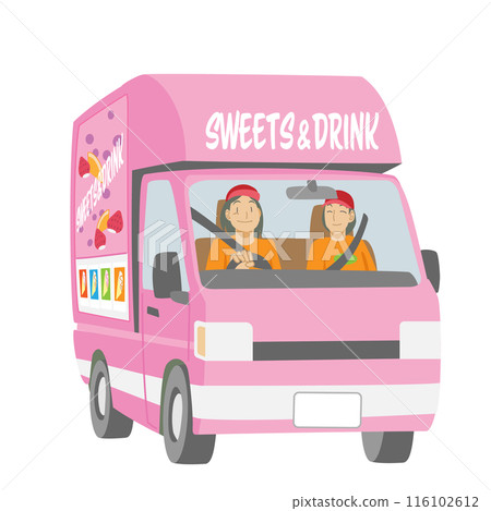 駕駛廚房車的女性插畫 駕駛廚房車的女性插畫 116102612