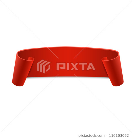 Curled red banner, perfect for promotions. Vector 116103032