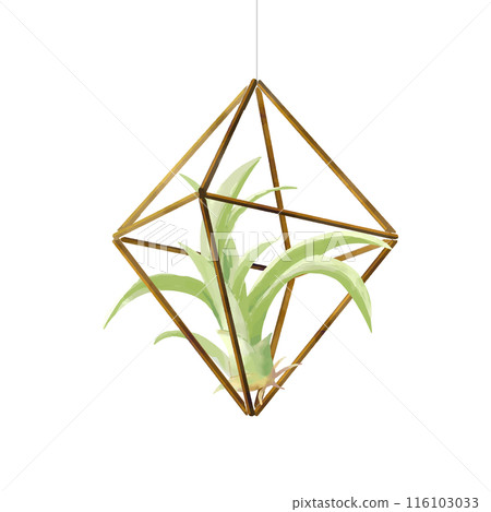 帶有水彩觸摸插圖的黃銅空氣植物移動裝置 帶有水彩觸摸插圖的黃銅空氣植物移動裝置 116103033