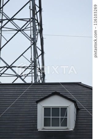Steel tower and stylish residential windows Steel tower and stylish residential windows 116103269