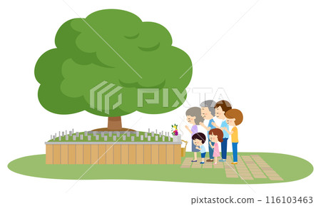 一家人來到墓園掃墓，舉行樹葬 116103463