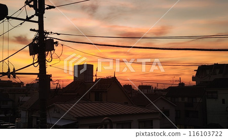 Sunset seen from a residential area 116103722