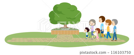 一家人來到墓園掃墓，舉行樹葬 116103750