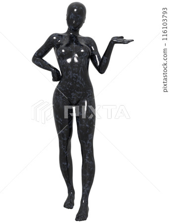 3D Faceless black marble female mannequin 116103793